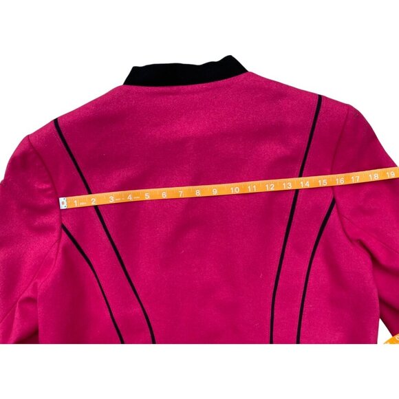 Canvasbacks Pink Wool Blazer Jacket Abstract Floral Funky Wimsy Size 12 - Picture 9 of 10